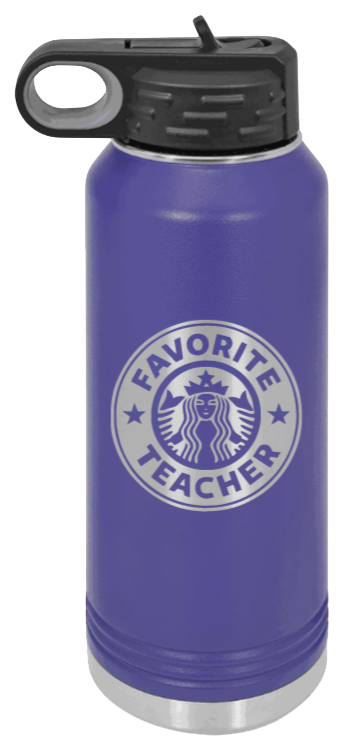 Favorite Teacher - 32oz Water Bottle Laser Engraved- Purple