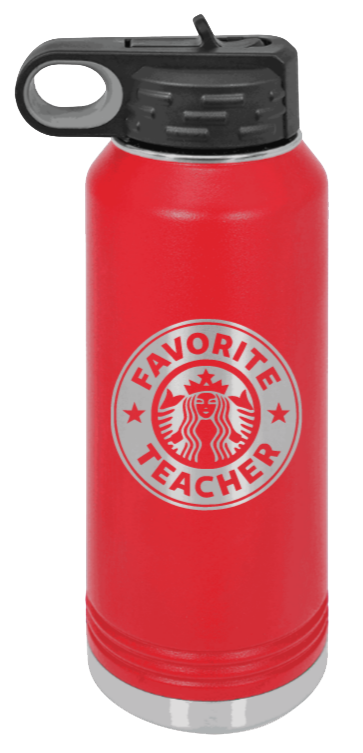 Favorite Teacher - 32oz Water Bottle Laser Engraved- Red