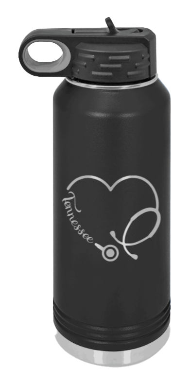 Tennessee Nurse - 32oz Water Bottle Laser Engraved- Black