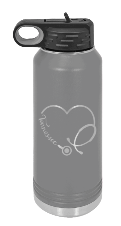 Tennessee Nurse - 32oz Water Bottle Laser Engraved- Dark Grey