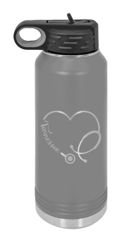 Tennessee Nurse - 32oz Water Bottle Laser Engraved- Dark Grey