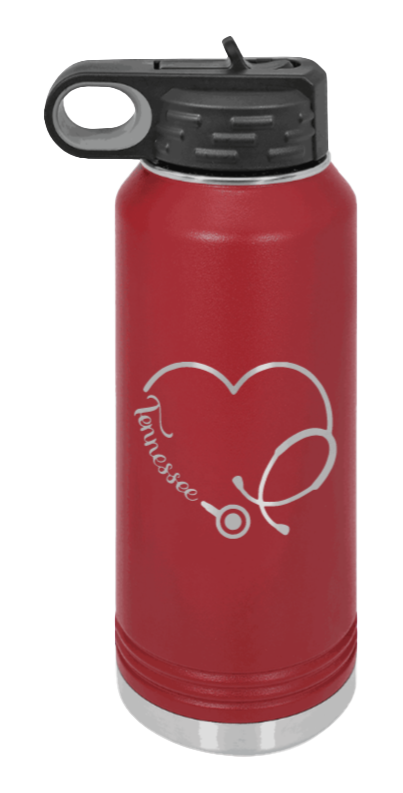 Tennessee Nurse - 32oz Water Bottle Laser Engraved- Maroon
