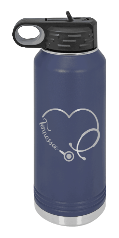 Tennessee Nurse - 32oz Water Bottle Laser Engraved- Navy