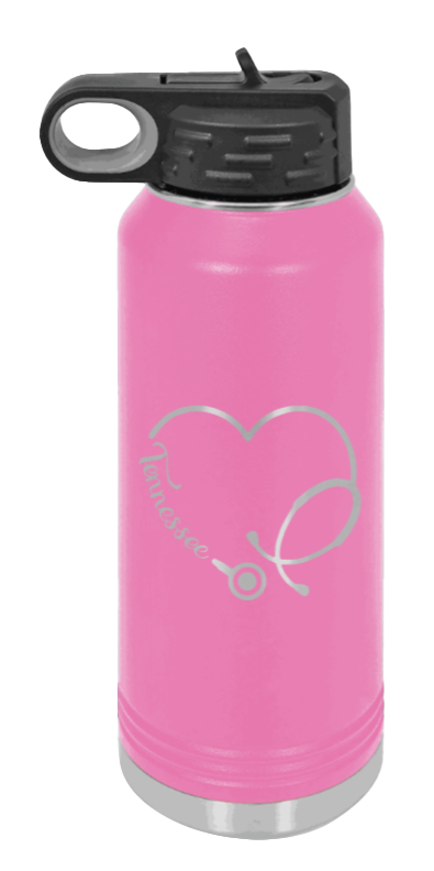 Tennessee Nurse - 32oz Water Bottle Laser Engraved- Pink