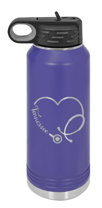 Tennessee Nurse - 32oz Water Bottle Laser Engraved- Purple