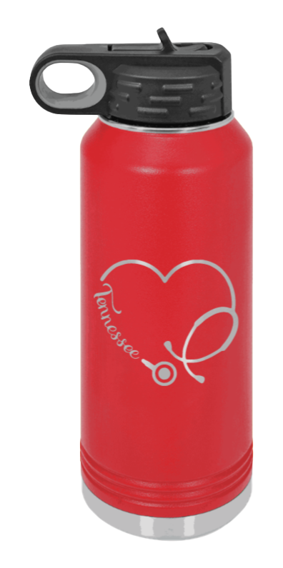 Tennessee Nurse - 32oz Water Bottle Laser Engraved- Red