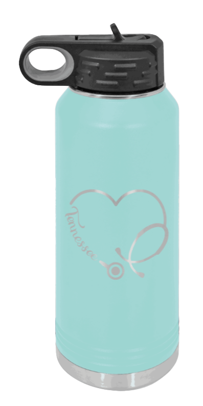 Tennessee Nurse - 32oz Water Bottle Laser Engraved- Teal