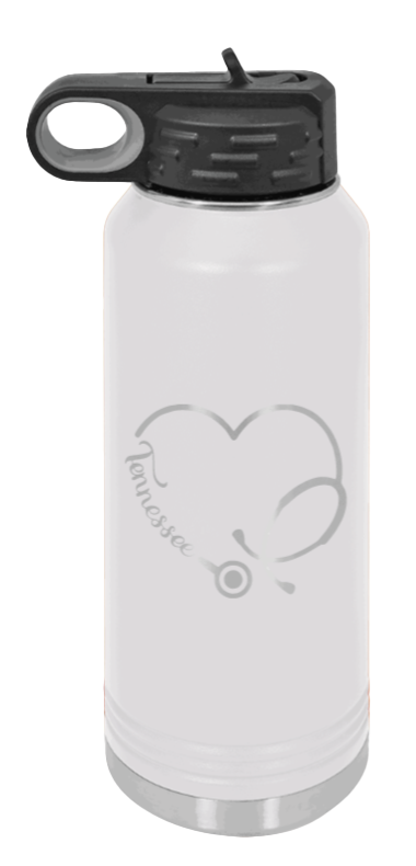 Tennessee Nurse - 32oz Water Bottle Laser Engraved- White