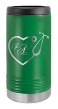 Load image into Gallery viewer, Heart Stethescope With Monogram Laser Engraved Slim Can Insulated Koosie
