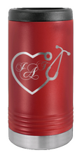 Load image into Gallery viewer, Heart Stethescope With Monogram Laser Engraved Slim Can Insulated Koosie
