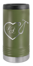 Load image into Gallery viewer, Heart Stethescope With Monogram Laser Engraved Slim Can Insulated Koosie
