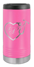 Load image into Gallery viewer, Heart Stethescope With Monogram Laser Engraved Slim Can Insulated Koosie
