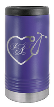 Load image into Gallery viewer, Heart Stethescope With Monogram Laser Engraved Slim Can Insulated Koosie
