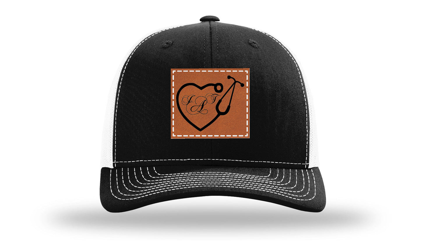 Heart Stethoscope with Monogram Leather Patch Richardson 112 Hat