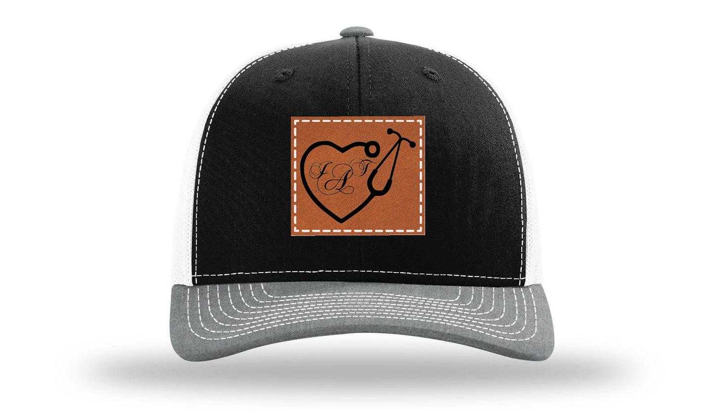 Heart Stethoscope with Monogram Leather Patch Richardson 112 Hat