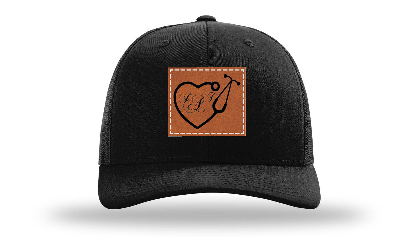 Heart Stethoscope with Monogram Leather Patch Richardson 112 Hat