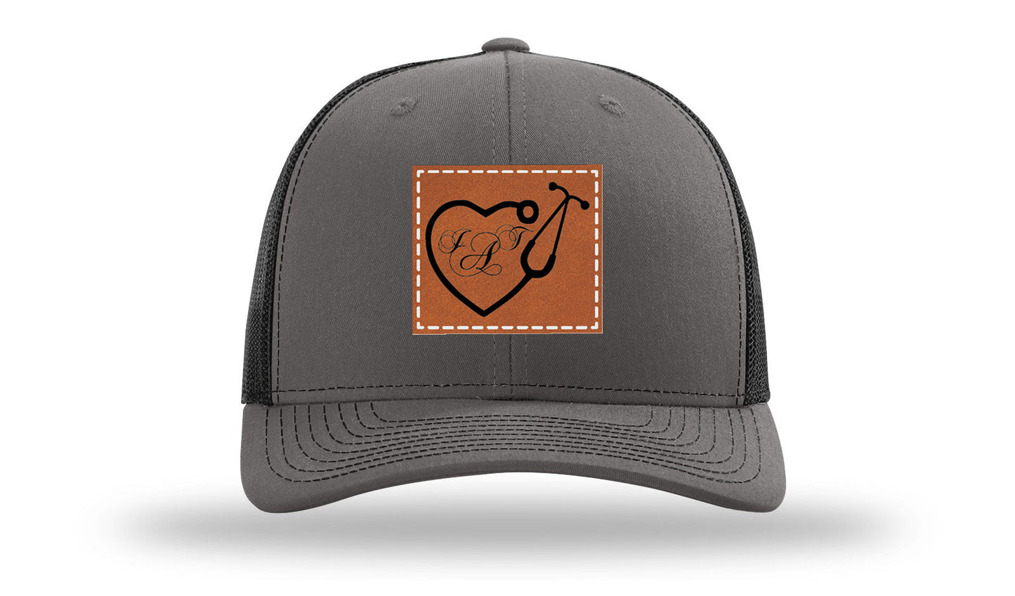 Heart Stethoscope with Monogram Leather Patch Richardson 112 Hat