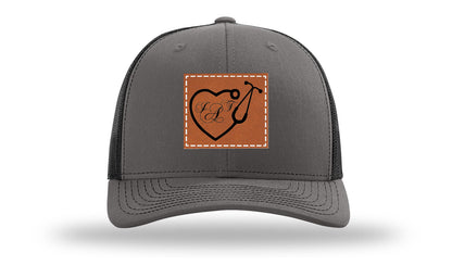 Heart Stethoscope with Monogram Leather Patch Richardson 112 Hat