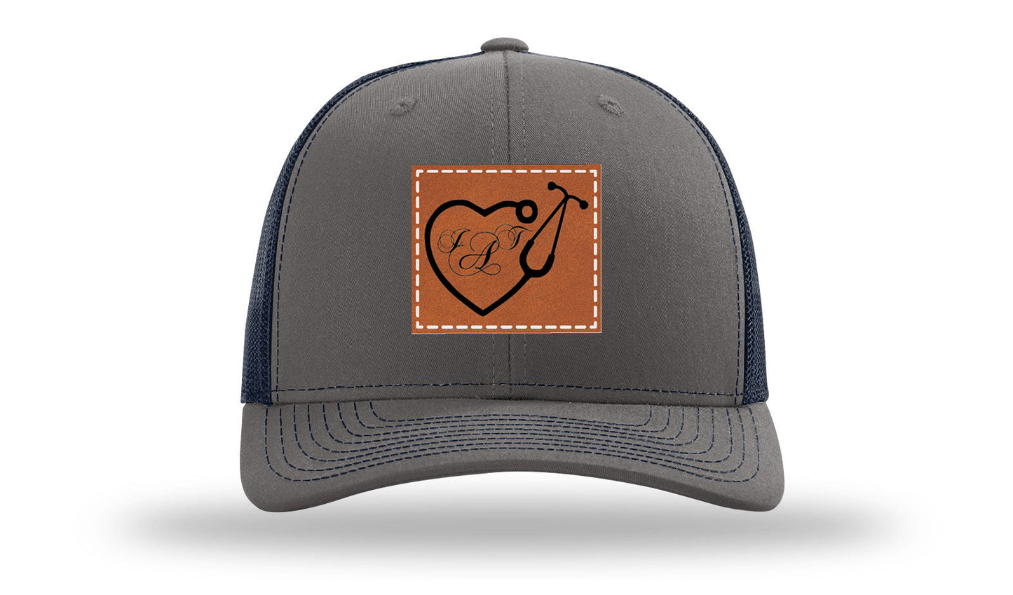 Heart Stethoscope with Monogram Leather Patch Richardson 112 Hat