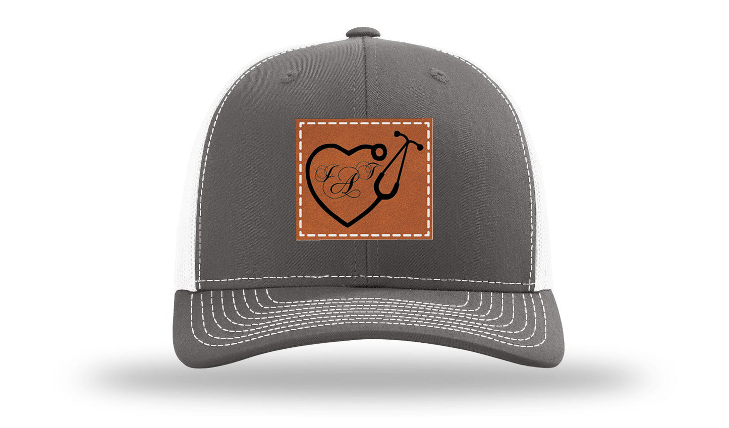 Heart Stethoscope with Monogram Leather Patch Richardson 112 Hat