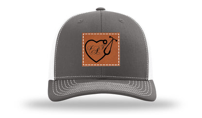 Heart Stethoscope with Monogram Leather Patch Richardson 112 Hat