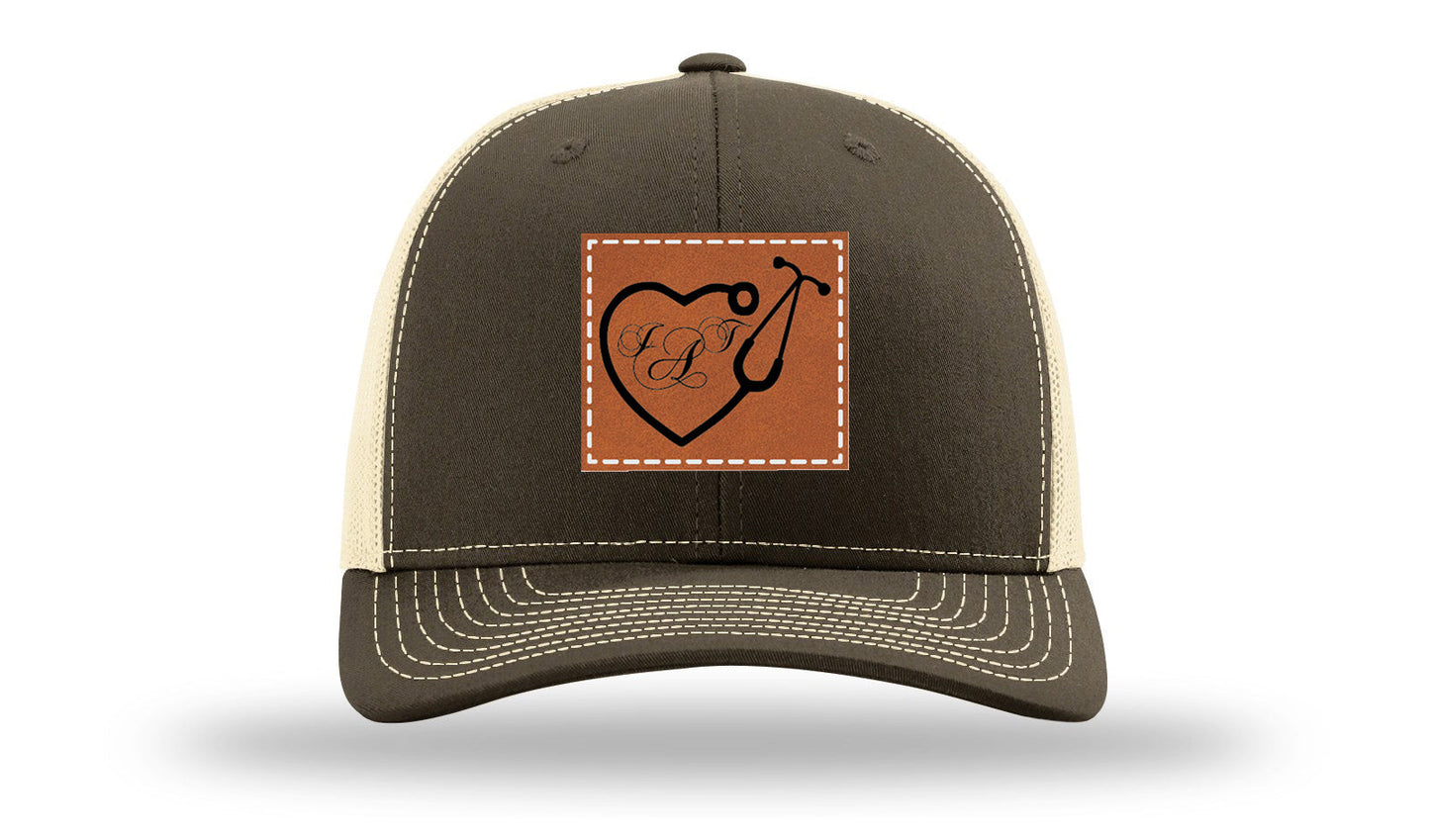 Heart Stethoscope with Monogram Leather Patch Richardson 112 Hat