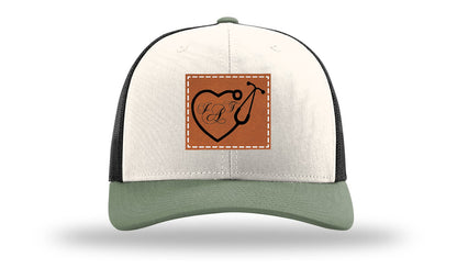 Heart Stethoscope with Monogram Leather Patch Richardson 112 Hat