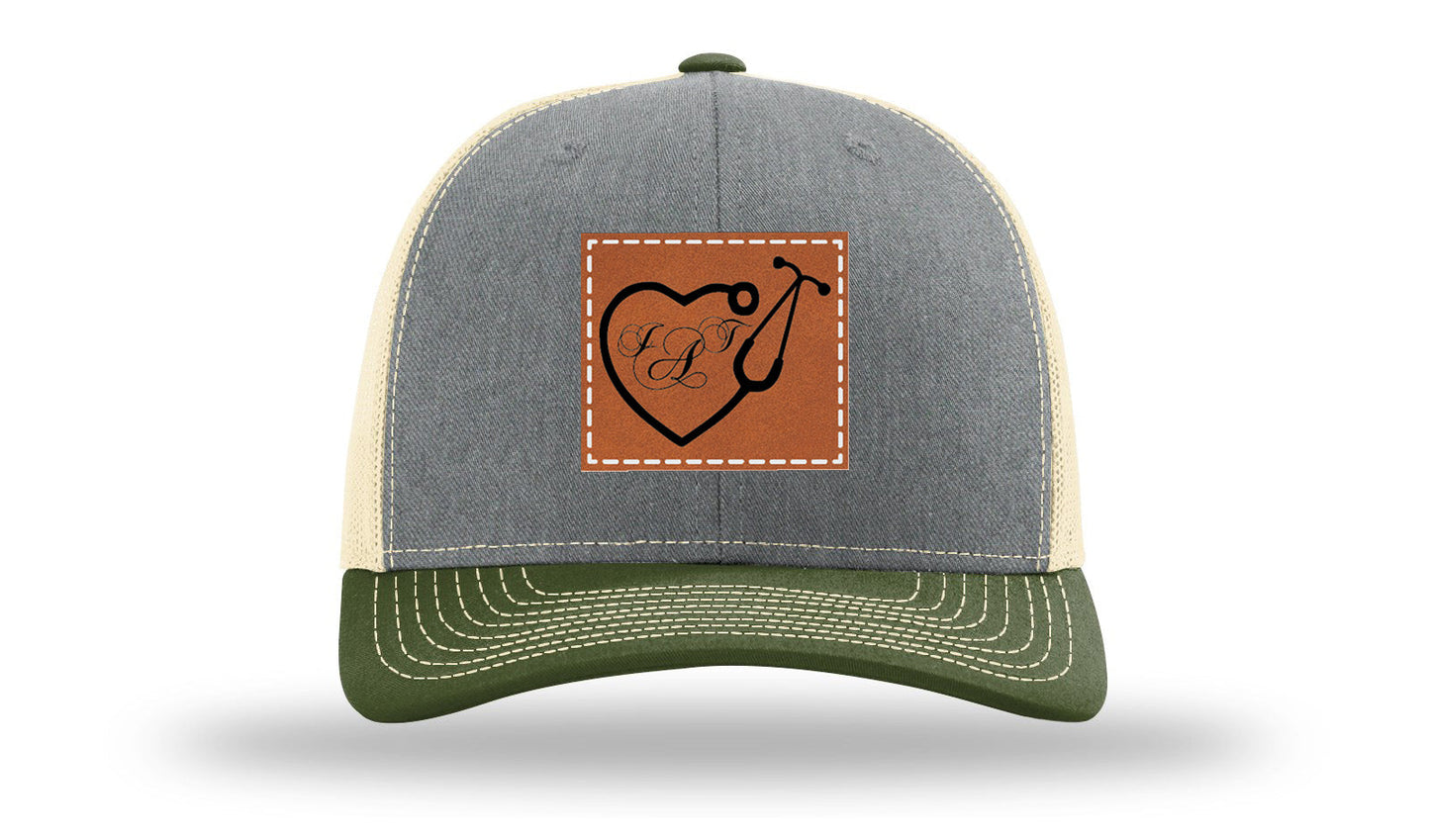 Heart Stethoscope with Monogram Leather Patch Richardson 112 Hat
