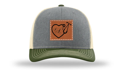 Heart Stethoscope with Monogram Leather Patch Richardson 112 Hat