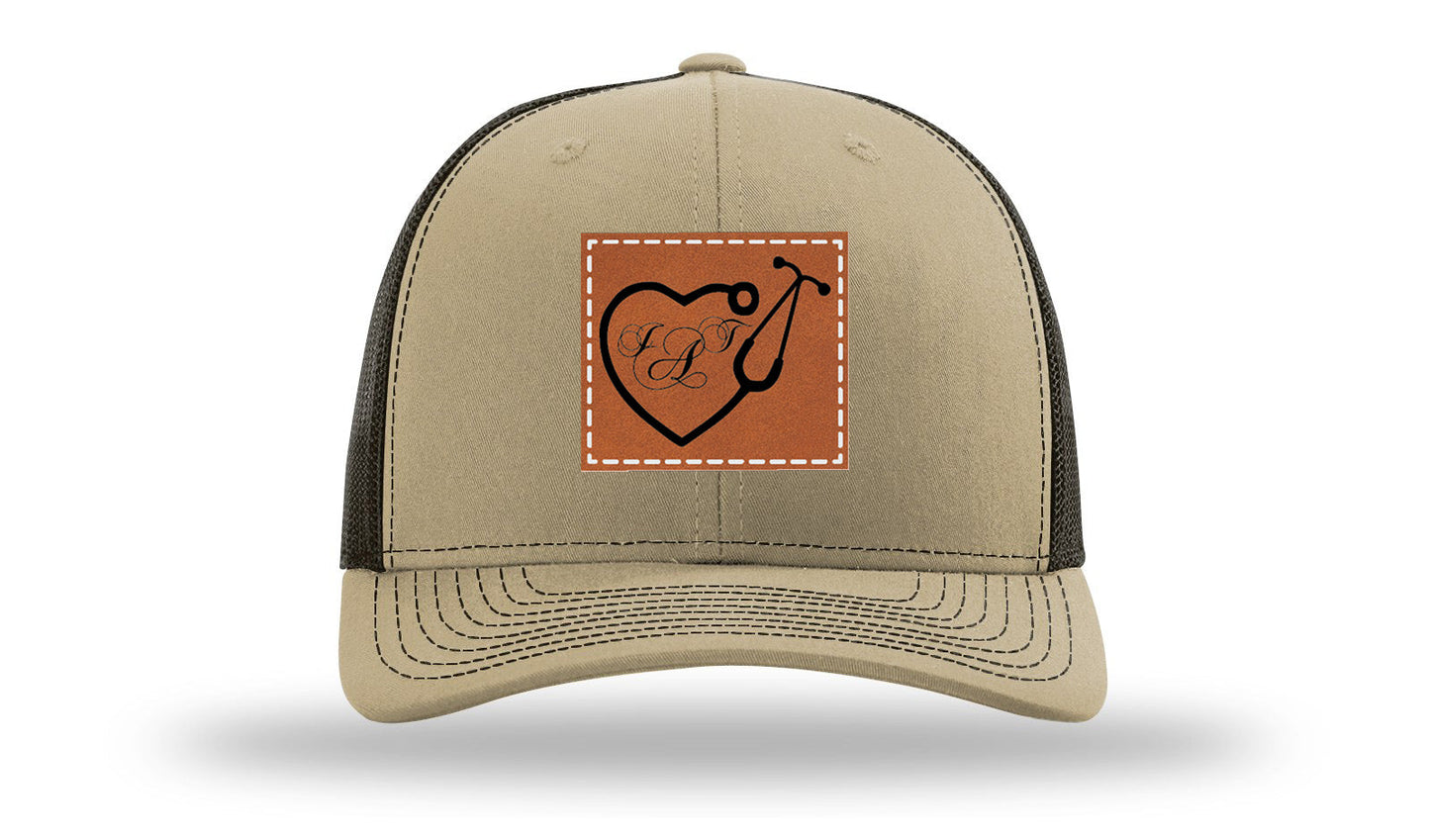 Heart Stethoscope with Monogram Leather Patch Richardson 112 Hat