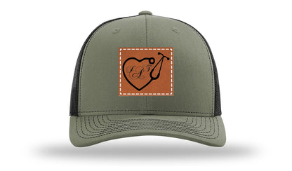 Heart Stethoscope with Monogram Leather Patch Richardson 112 Hat
