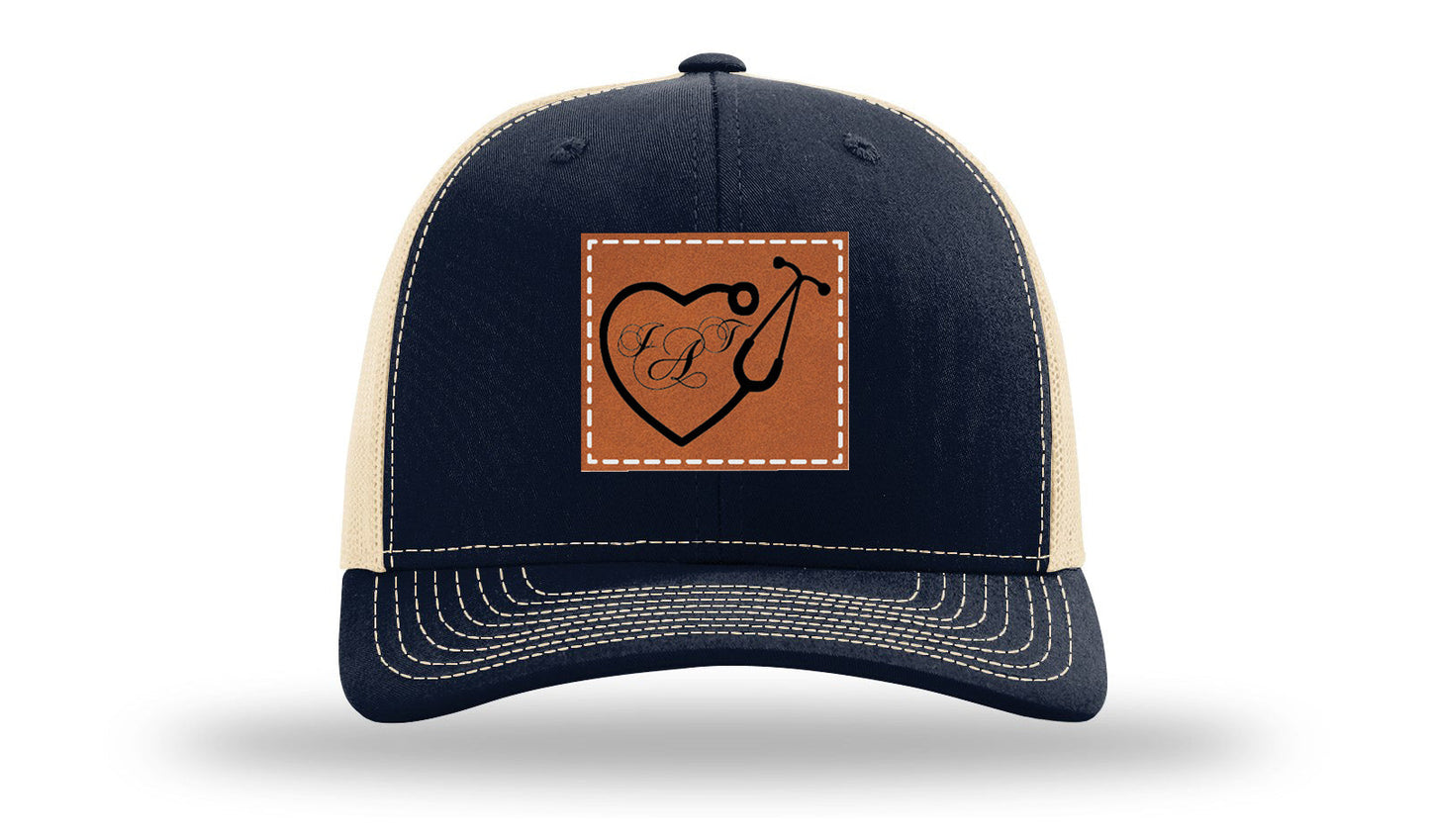 Heart Stethoscope with Monogram Leather Patch Richardson 112 Hat