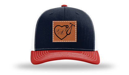 Heart Stethoscope with Monogram Leather Patch Richardson 112 Hat