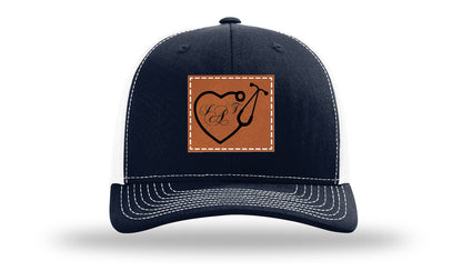 Heart Stethoscope with Monogram Leather Patch Richardson 112 Hat