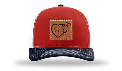 Heart Stethoscope with Monogram Leather Patch Richardson 112 Hat