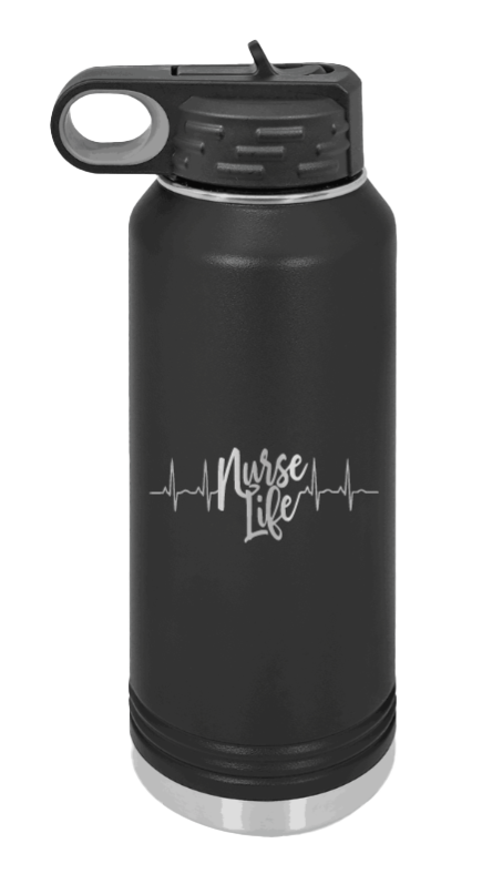 Nurse Life - 32oz Water Bottle Laser Engraved- Olive