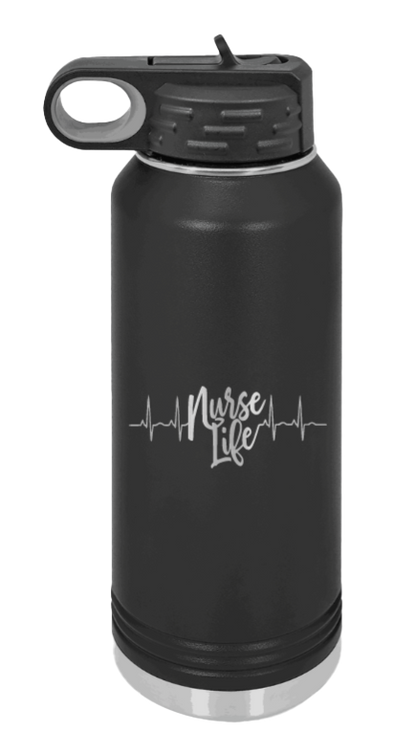 Nurse Life - 32oz Water Bottle Laser Engraved- Olive