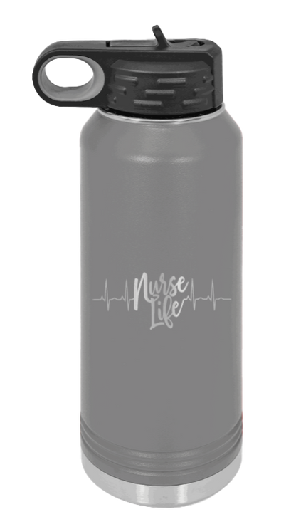 Nurse Life - 32oz Water Bottle Laser Engraved- Dark Grey