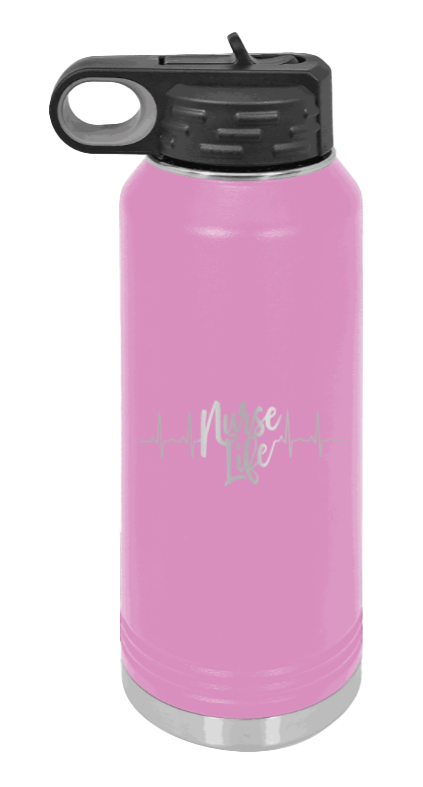 Nurse Life - 32oz Water Bottle Laser Engraved- Light Purple