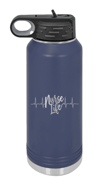 Nurse Life - 32oz Water Bottle Laser Engraved- Navy
