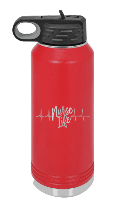 Nurse Life - 32oz Water Bottle Laser Engraved- Red