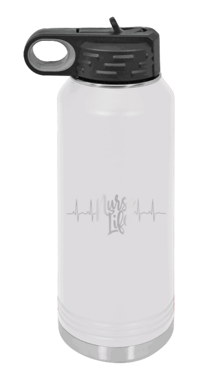 Nurse Life - 32oz Water Bottle Laser Engraved- White