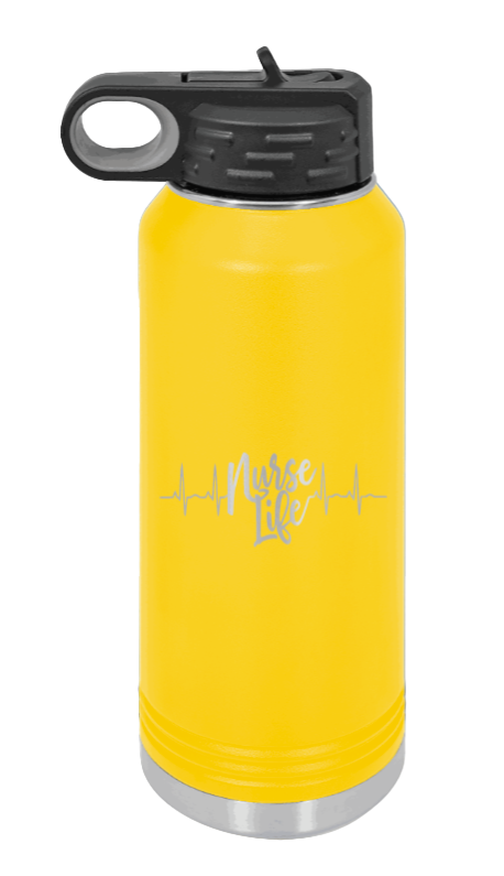 Nurse Life - 32oz Water Bottle Laser Engraved- Yellow