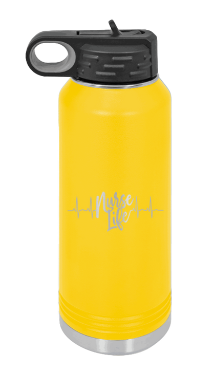 Nurse Life - 32oz Water Bottle Laser Engraved- Yellow