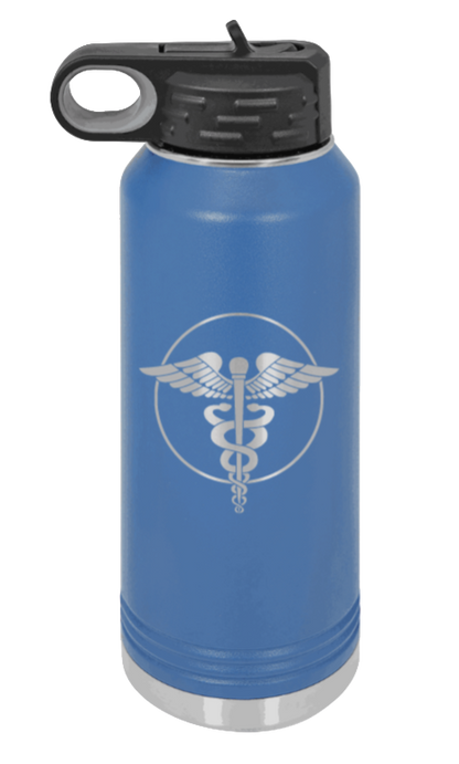 Caduceus - 32oz Water Bottle Laser Engraved- Royal Blue