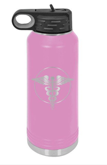 Caduceus - 32oz Water Bottle Laser Engraved- Light Purple