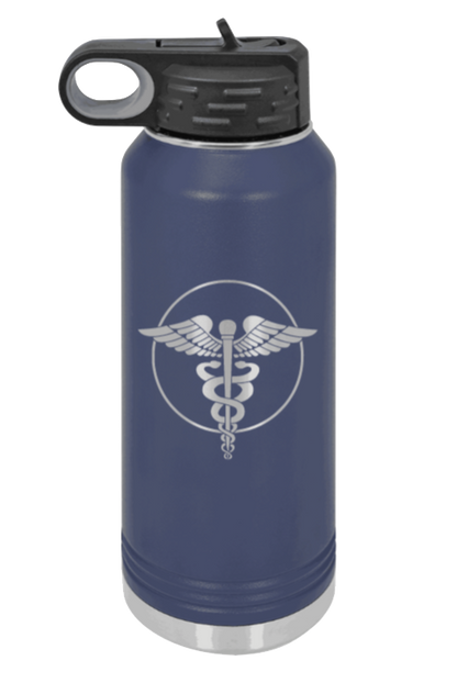 Caduceus - 32oz Water Bottle Laser Engraved- Navy