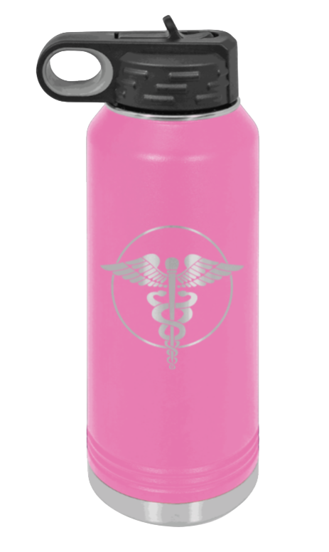 Caduceus - 32oz Water Bottle Laser Engraved- Pink