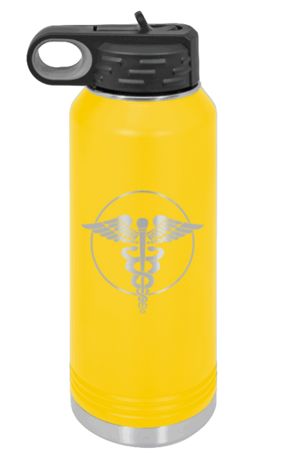 Caduceus - 32oz Water Bottle Laser Engraved- Yellow