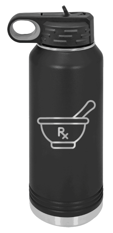 RX - 32oz Water Bottle Laser Engraved- Black